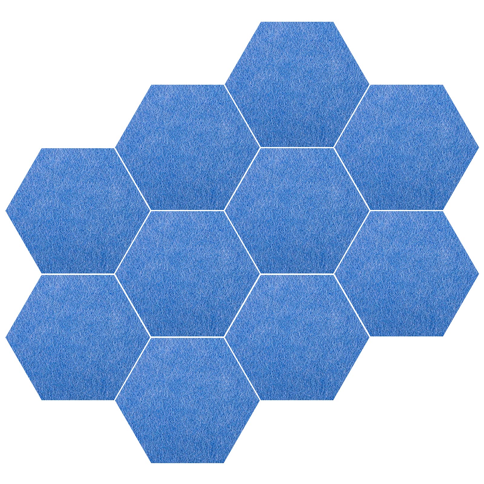 Set of 10 Hexagon Felt Pin Board Tiles + 50 Push pins, 6 x 5.2 x 0.44 inch, Notice Memo Bulletin Boards with Push Pins for Home Decor and Office, Decorative Pinboard for Kids