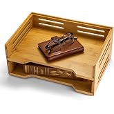 Achieva Bamboo Stackable Side Load Letter Tray, 2pk (71004)