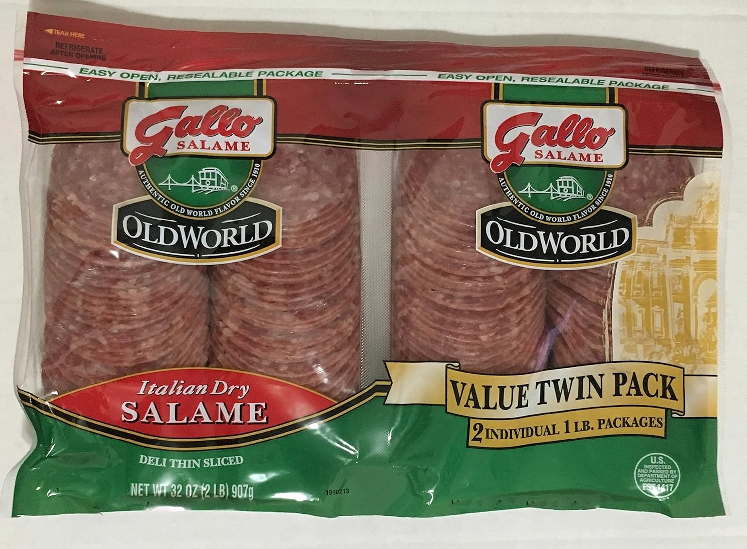 2 Pounds Gallo Italian Dry Salame Salami Deli Thin Sliced (Total 32oz)