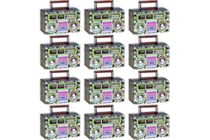 12 Pieces 80s 90s Novelty Boom Favor Boxes Boomboxes Prop Radio Decorations Table Centerpieces Decor for Retro 1980s Theme Hi