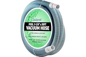 SEALPROOF Swimming Pool Vacuum Hose 1-1/4" x 30-Ft, Swivel Cuff Kinkproof Design, Made in USA, Connects to Vacuum Head, Skimmer, Filter Pump for Cleaning Above Ground or In Ground Pools