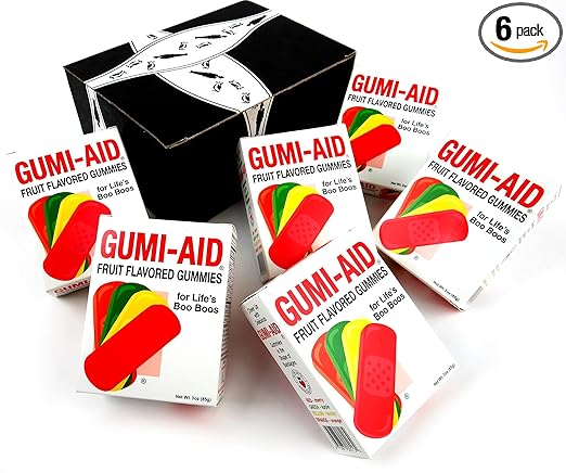 Amazon Com Gumi Aid Fruit Flavored Gummies 3 Oz Packages In A Blacktie Box Pack Of 6 Grocery Gourmet Food