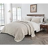 S VICTORY SYMBOL Linen Quilt Set King Size-3 Piece Bedding Quilt Coverlets,All Seasons Bedspreads,100% French Linen Shell and Viscoses from Bamboo Filling Quilted Coverlet(Includes 1 Quilt,2 Shams)