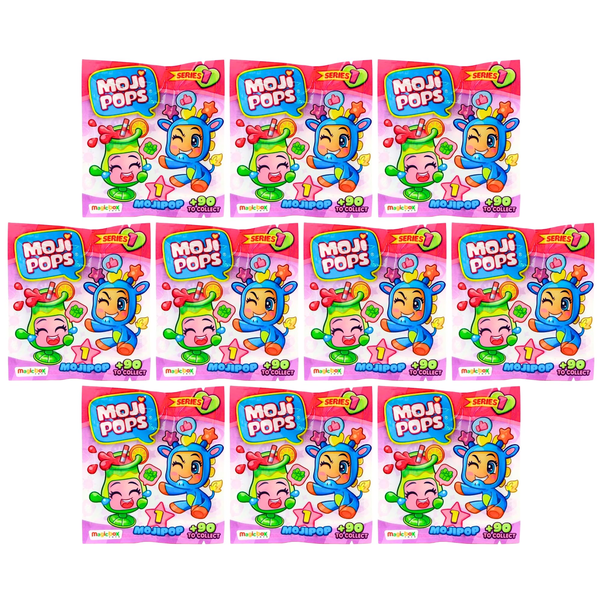 Moji Pops Series 1 Blind Bags Collectable Miniature Mystery Figures Magic Box Int - Pack of 10
