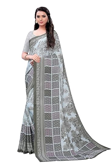 Womens Crepe Georgette Printed Saree With Blouse(beautiful-crepe-303-b)