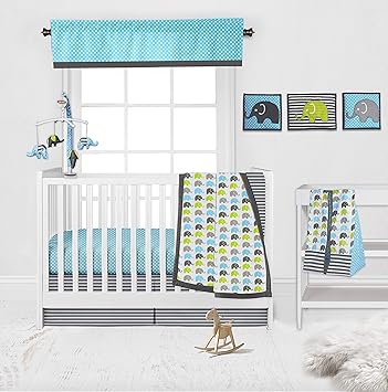 aqua and grey nursery bedding