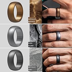 ThunderFit Silicone Wedding Rings for Men, Rubber