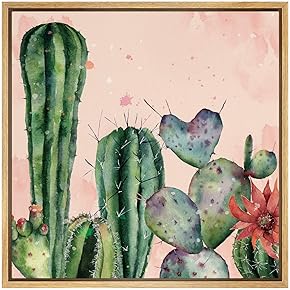 SIGNWIN Framed Canvas Wall Art Prickly Pear and...