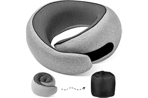 4litamz Travel Neck Pillows, 100% Memory Foam Filling, Travel Pillows for Airplanes, Compact and Ergonomic Design, Best for Sleeping Plane Train Travel Essentials (Light Grey)