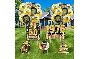 5Pcs 50th Birthday Yard Sign 16" Large Happy Birthday 50th Decorations for Men Women Birthday Party Lawn Signs Decorations wi