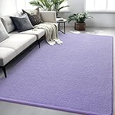 FALARK Purple Rugs for Bedroom Living Room, 4x6 ft Lavender Area Rug, Washable Memory Foam Indoor Carpet, Modern Aesthetic Minimalist Non-Slip Carpets for Boys Girls Adults Home Decor