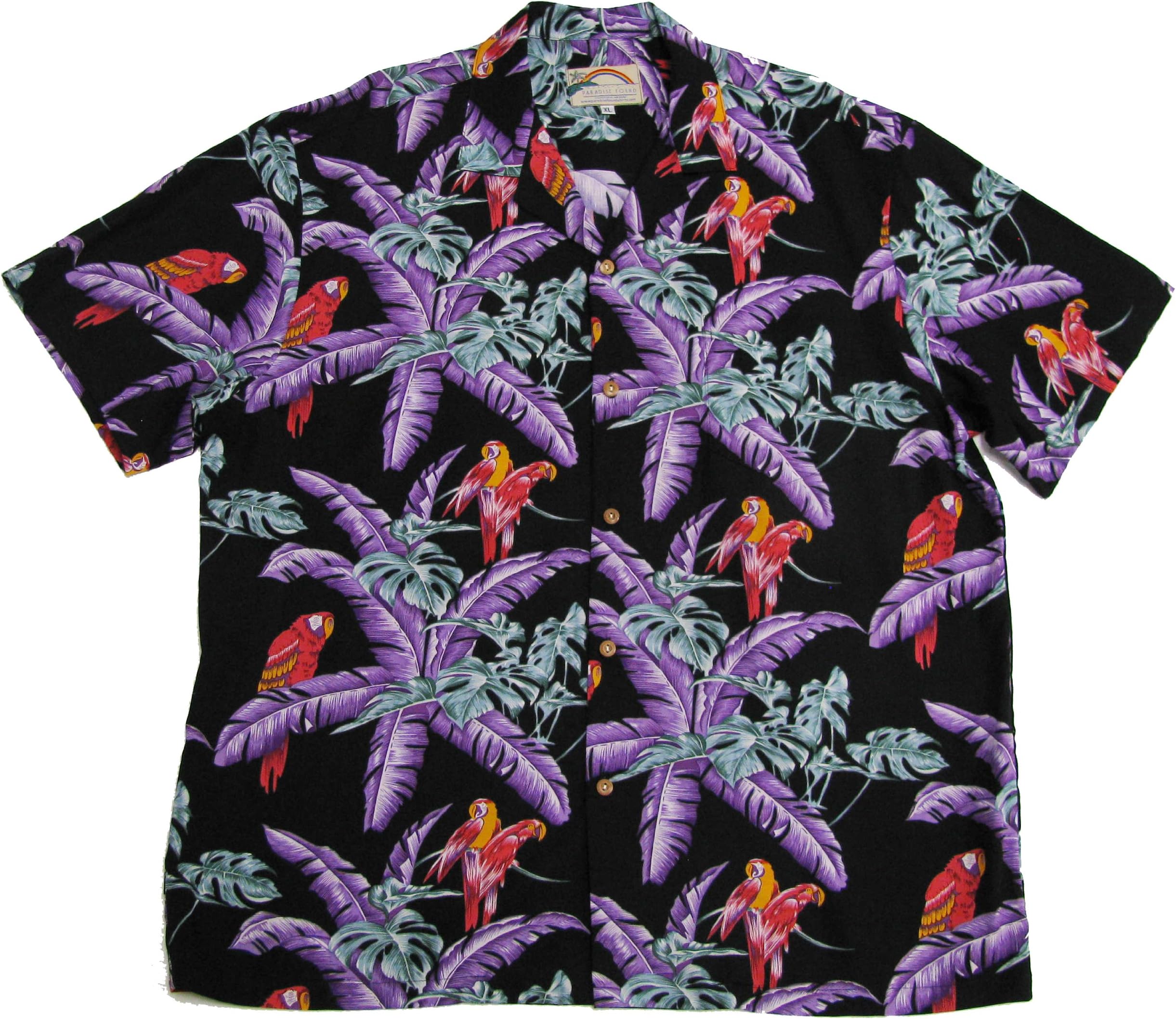 Paradise Found Mens Jungle Bird Tom Selleck Magnum PI Rayon Shirt