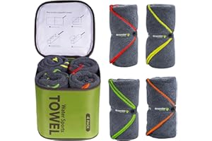 4Monster 4 Pack Microfiber Camping Towel Quick Dry, Super Absorbent Travel Towel with Waterproof Bag, Lightweight Boat Towel for RV, Sport, Gym, Beach, Pool, Swim,Family Trip