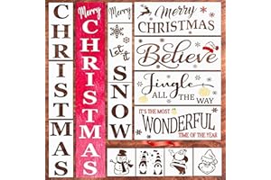 Christmas Stencils for Painting on Wood - Vertical Christmas and Let It Snow Sign - Reusable Templates with a Merry Christmas
