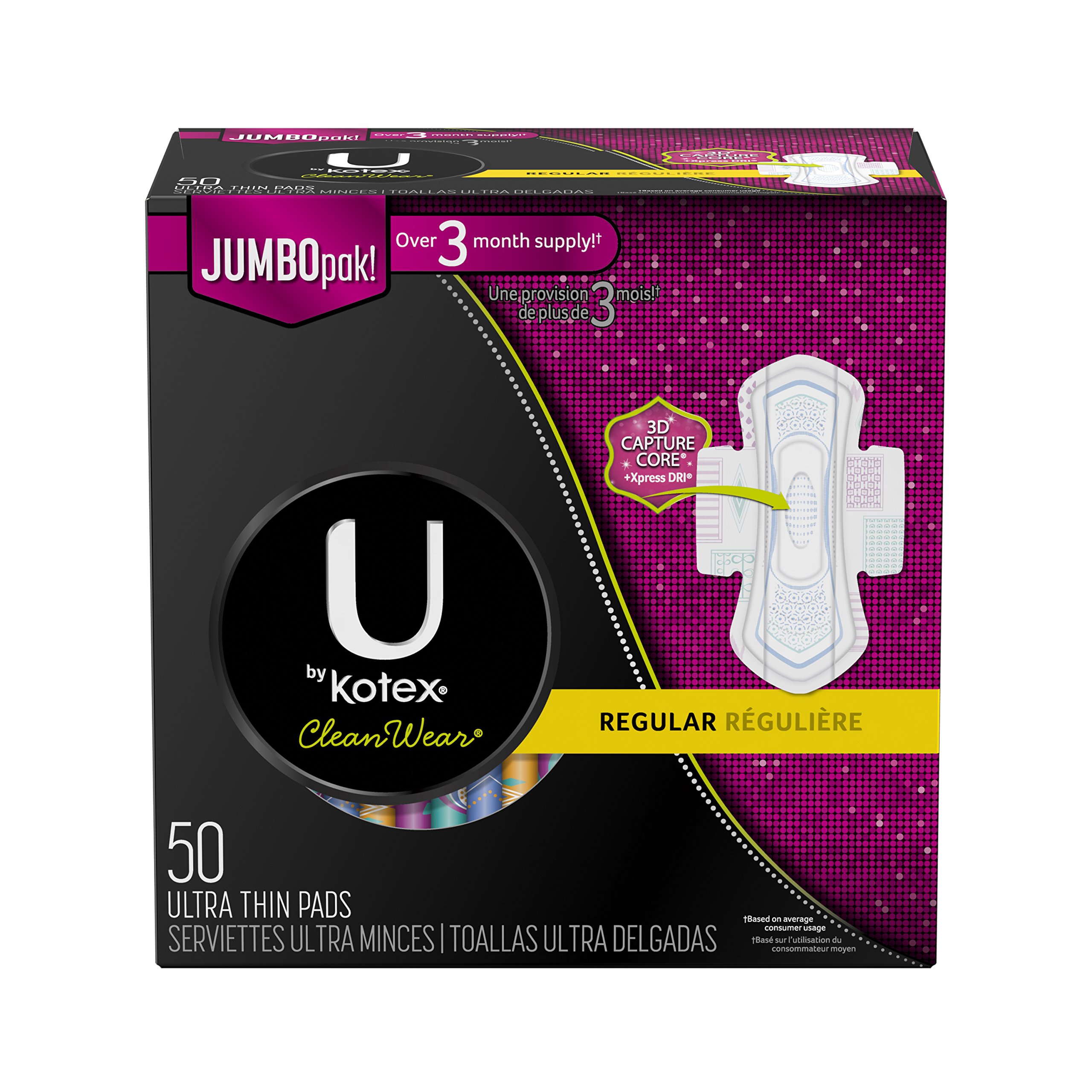 U by Kotex CleanWear Ultra Thin Heavy Flow Pads with Wings