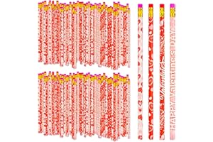 Kolewo4ever 100 Count Valentines Pencils Red Heart Pencils Bulk With Eraser Tops for Valentines Day Teacher Children Classrooms Party Bag Goodie Bag Filler Favor Supplies (100)