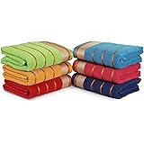 100% Cotton Bath Towels, Set of 6, Extra-Absorbent-Cotton, Size (27" X 54"),Mixed Random Color Assorted Style, Light Weight, 