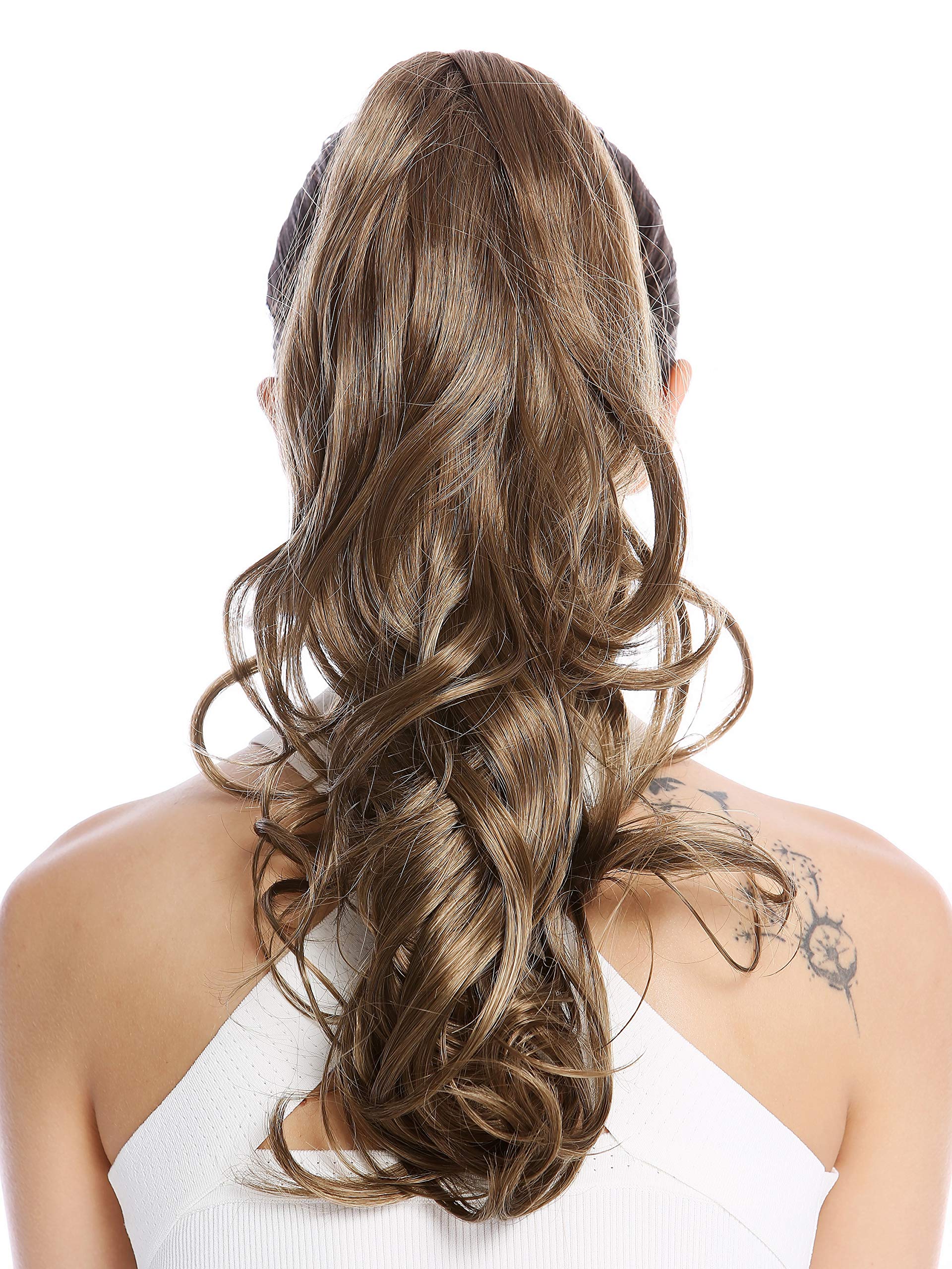 WIG ME UP - MKB-30-V-14 Ponytail Hairpiece Extensions optional Combs & Clamp long wavy slightly curled light brown brunette17inch