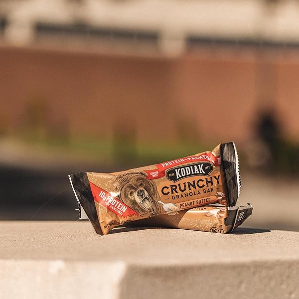 KODIAK CRUNCHY GRANOLA SNACK BARS, PEANUT BUTTER, HIGH PROTEIN, 100% WHOLE GRAINS, 1 BOX WITH 6 POUCHES (12 BARS)