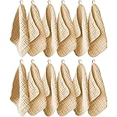 Ease Cubs 12 Pack Muslin Washcloths for Baby - 100% Cotton Baby Wash Cloths for or Baby Face Body Comfy and Soft for Newborn Infants Kids Girls and Boys - 12"x12" - Brown