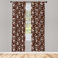 Lunarable Coffee Window Curtains, Silhouette of