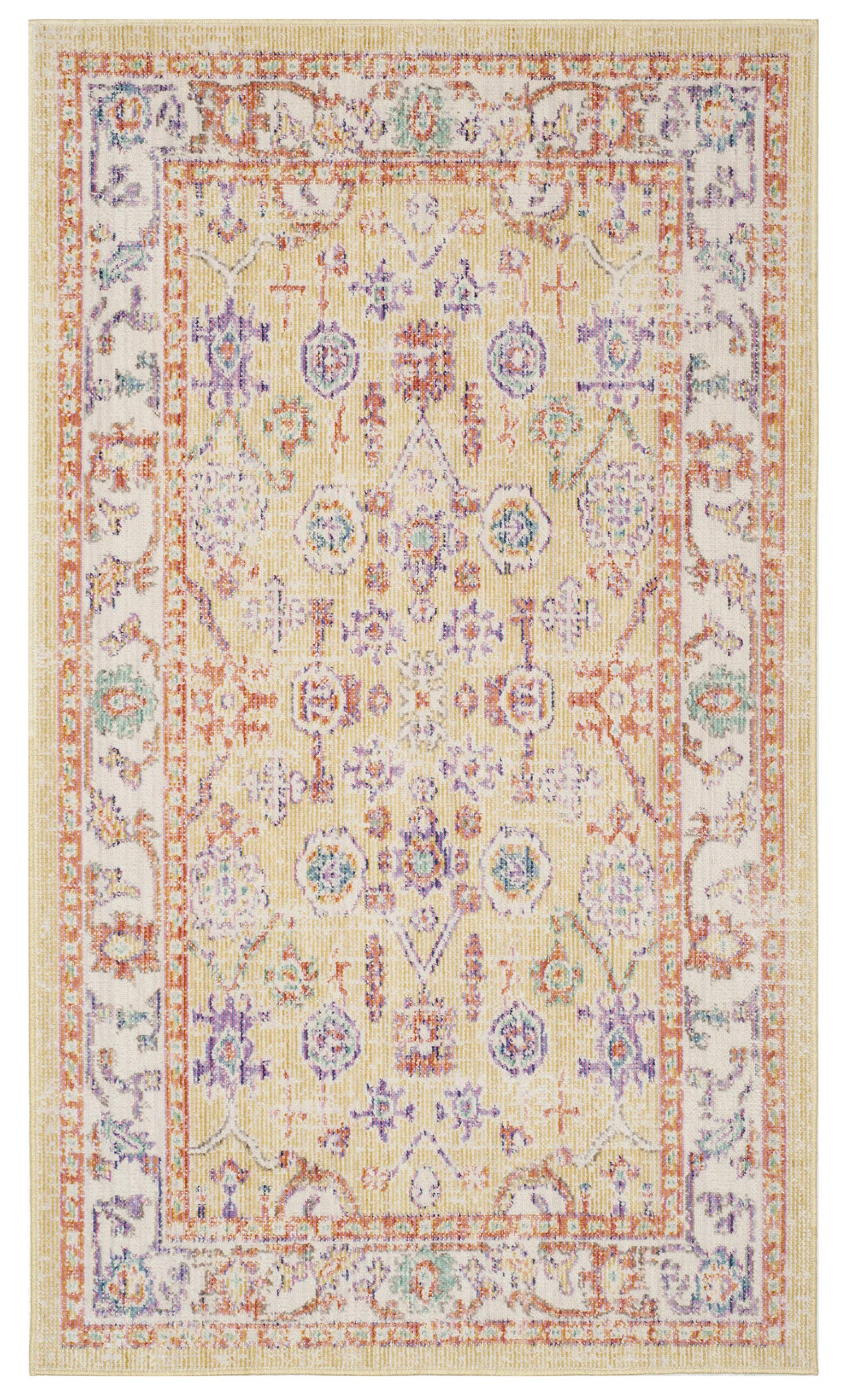 Safavieh Boho Chic Indoor Woven Rectangle Area Rug, Windsor Collection, WDS313, in Gold / Lavender, 91 X 152 cm for Living Room, Bedroom or Any Indoor Space