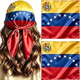 TSMD 2Pack Silk-Like Venezuela Flag Bandana Venezuelan Bandanas Head Scarf | Headband, Handkerchief, Accessories, 23.5 x 23.5 Inch