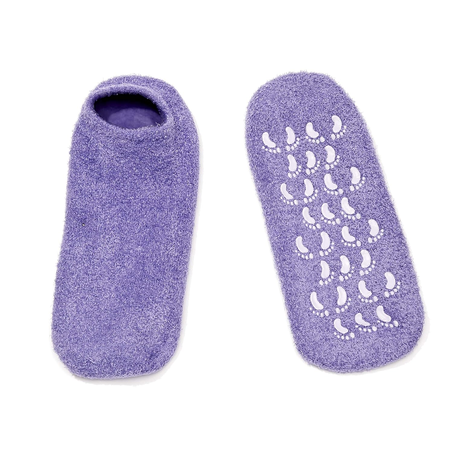NatraCure Moisturizing Gel Socks - (Helps Dry Feet, Cracked Heels, Dry Heels, Rough Calluses, Cuticles, Dead Skin, Use with your Favorite Lotions, Creams or Spa Pedicure) - Color: Lavender : Beauty