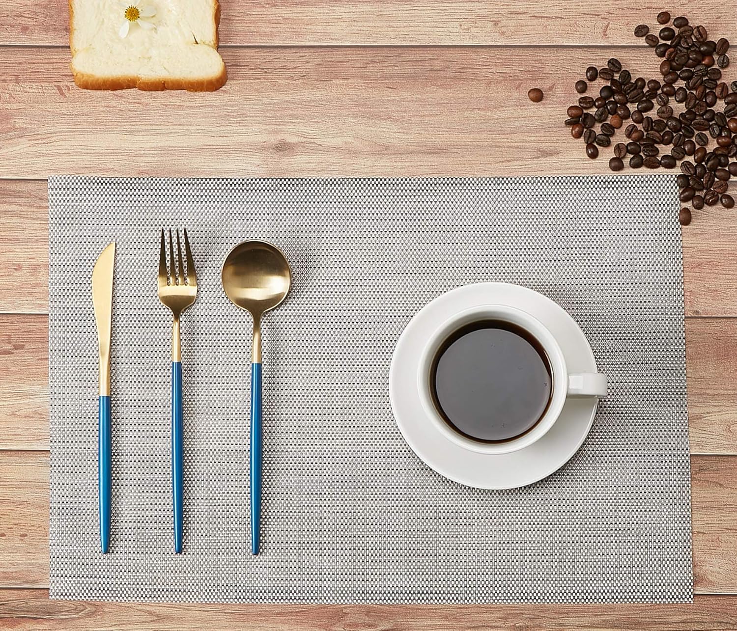 DOLOPL Placemats Grey Placemats Waterproof Placemat Set of 6 Crossweave Woven Vinyl Laminated Table Mat Easy to Clean Heat Resistant Wipeable Placemats for Dining Kitchen Table: Home & Kitchen