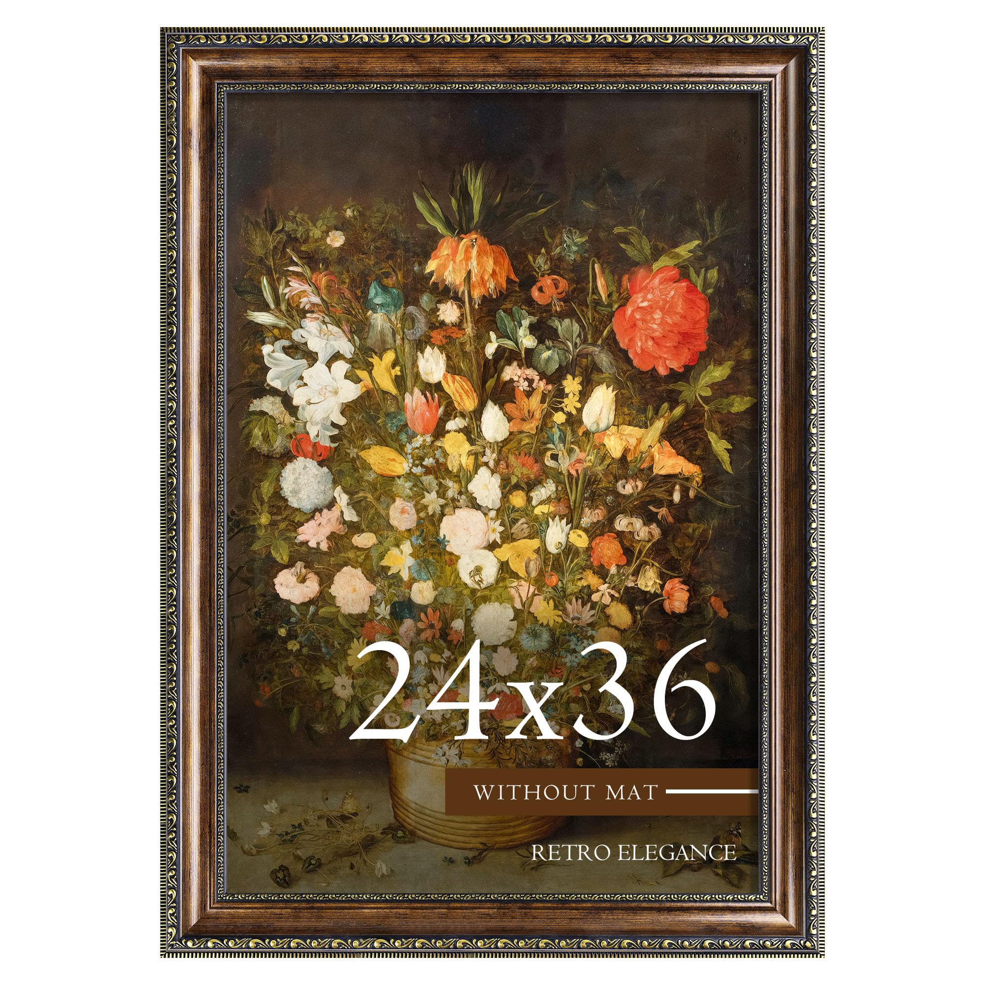 Photo 1 of ***HAS DAMAGES TO 1 CORNER*** DUENPY Vintage 24x36 Poster Frame Display Picture Frames 24 x 36 Includes Plastic HD Horizontal or Vertical Wall Mounting Frame Wall Decor for Living Room Bedroom Golden Brown