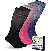 Pembrook Bamboo Viscose Light Compression Socks - 3 Pairs | 8-15 mmhg Compression Socks | Knee High Comfort Support Socks