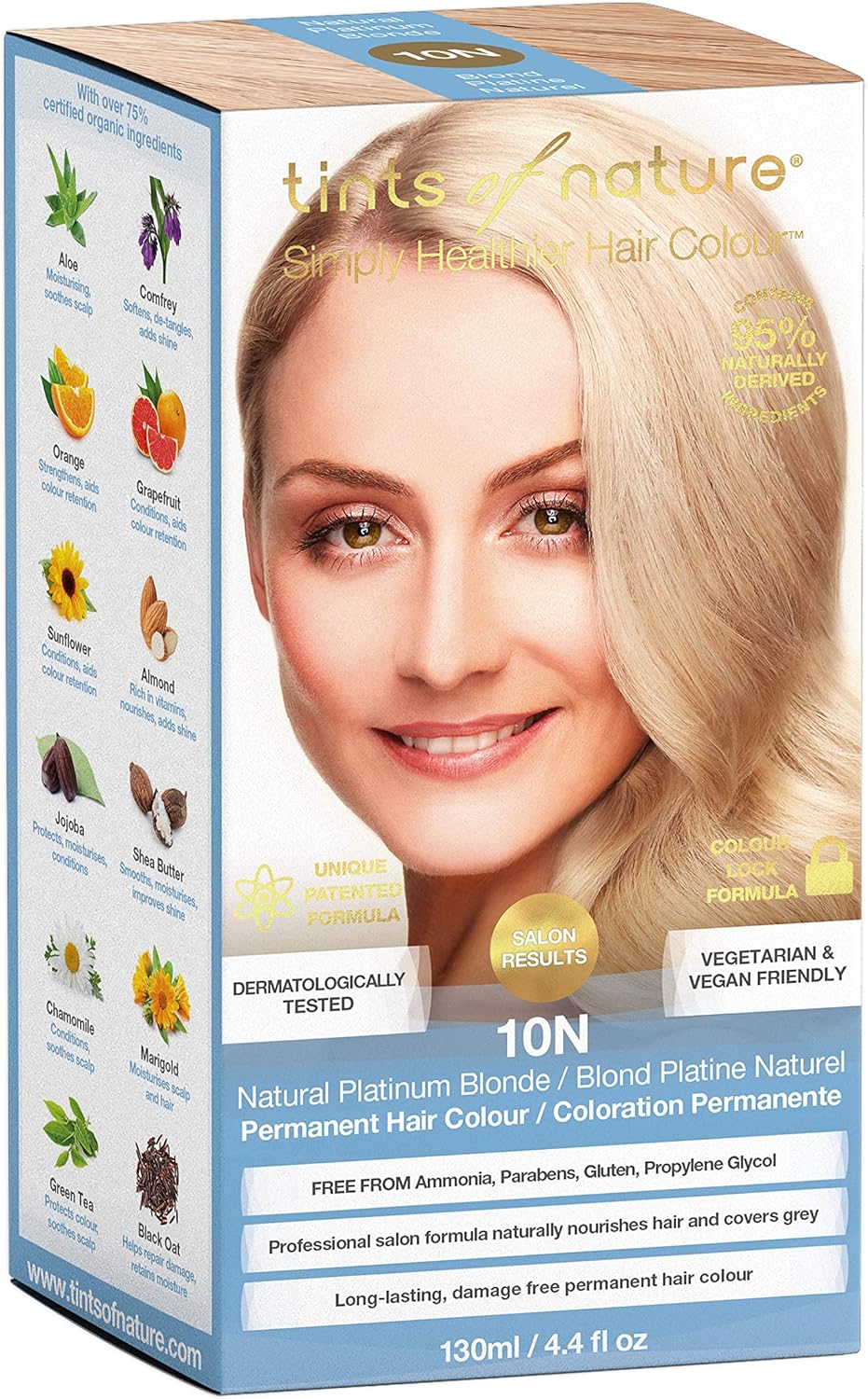 Tints of Nature 10N Natural Platinum Blonde Permanent Hair Dye, Nourishes Hair and Covers Greys, Ammonia-Free, 130ml - Image 3