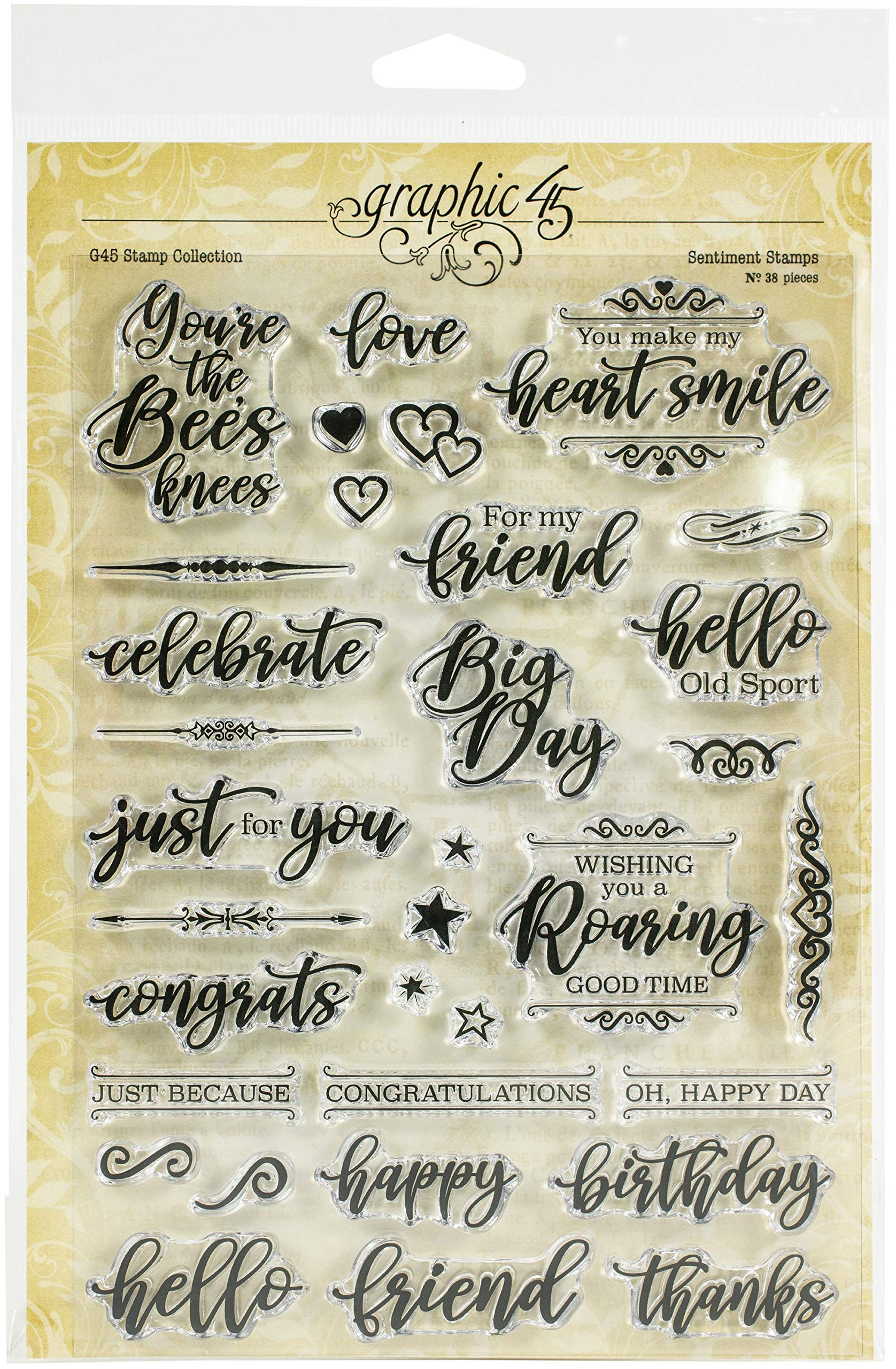 Graphic 45 Staples Stamps Sentiment, Assorted, One Size