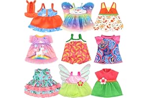 ECORELF 9 Sets Alive Baby Doll Clothes, Doll Clothes for 10-12 Inch Girl Dolls,12 Inch Baby Doll Dress Outfits Accessories Set Include Cute Jumpsuit, Skirts