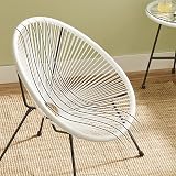 SONGMICS Garden Patio Set 3 Pieces Acapulco Chair Glass Top Table White view 9