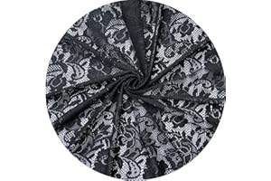 Rilassato 60 Inches Bridal Solid Elastic Lace Fabric, Vintage Lace Fabric Bolt for Wedding Dress,Fashion, Crafts, Tablecloth,Decorations Lace Trim Fabric (8166 Black, 2 Yard)