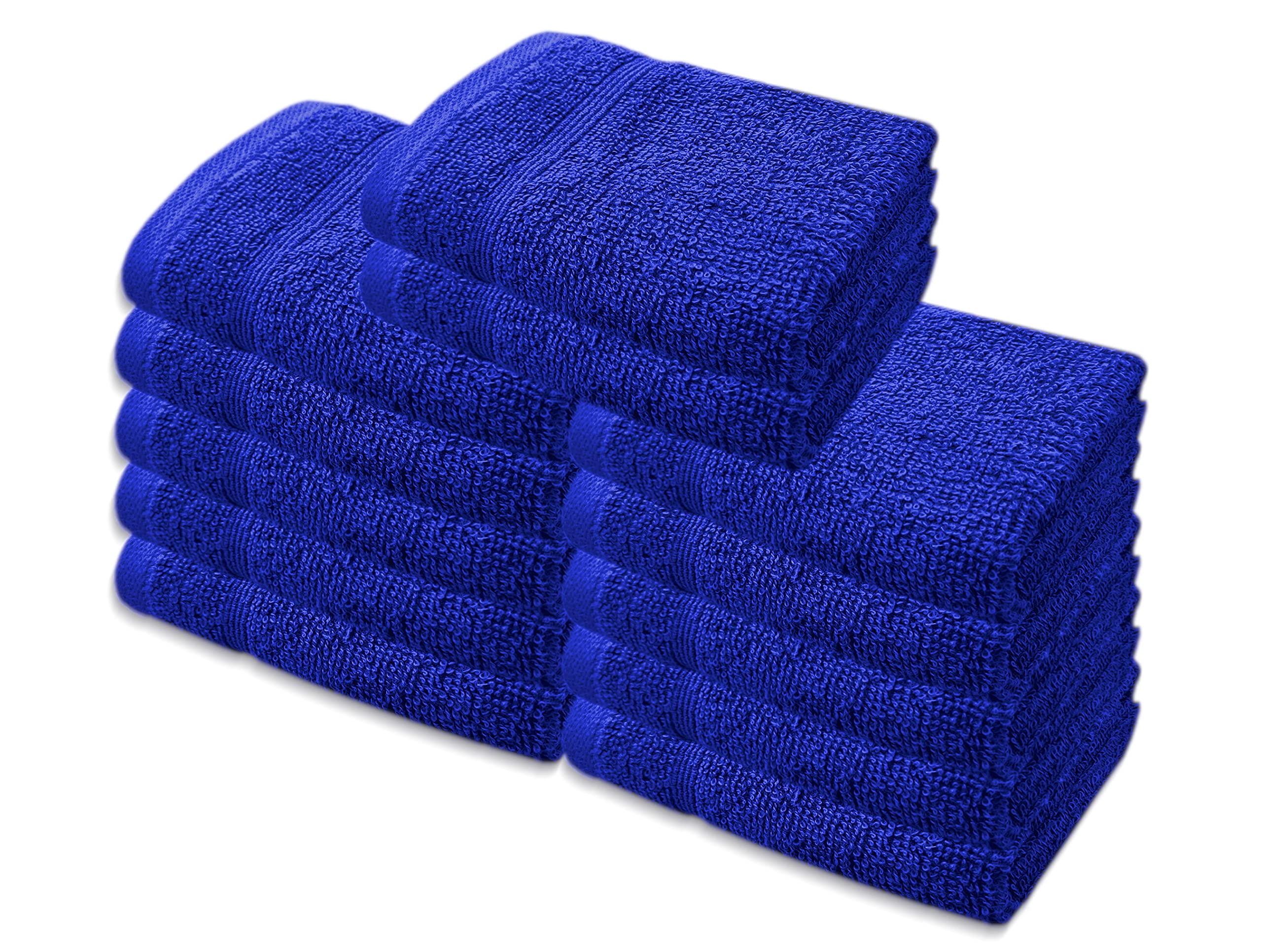 A & B TRADERS Premium Cotton Face Cloths Flannels Washcloth 12-Pack 500 GSM Ring Spun Soft Absorbent 30 x 30cm Towels (Royal Blue)