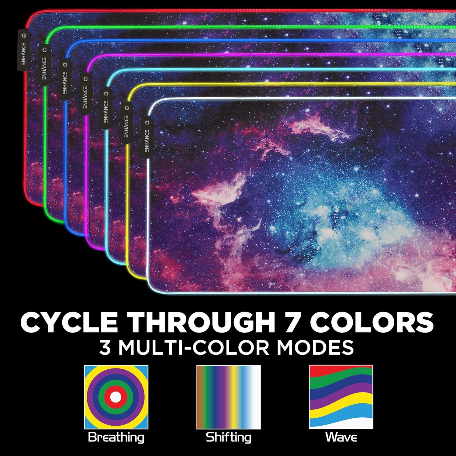 ENHANCE Extra Large LED Gaming Mouse Pad, Soft XXL Desk Mat with 7 RGB Colors, 3 Color Modes, Smart Control - Image 4