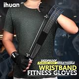 ihuan Ventilated Weight Lifting Gym Gloves with Wrist Wrap Support Medium Black view 5