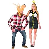 Rasta Imposta Deer in Headlights Couples Costume, One Size Fits Most Adults | Coordinated visual gag, clever two person concept, memorable photo op pairing