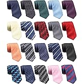 Suhine 20 Pack Men Neck Ties Men's Necktie Classic Silk Tie Set Formal Necktie for Business Wedding Formal Occasion