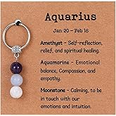 Drogomen Zodiac Gifts for Women, Crystal Zodiac Keychain 12 Constellation Gemstone Keychain Spiritual Astrology Birthday Gift
