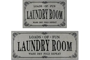 Capslpad Farmhouse Laundry Room Rug Set of 2 19"x31"+19"x47" Non Slip Laundry Room Rug Runner Washable Laundry Floor Mats for