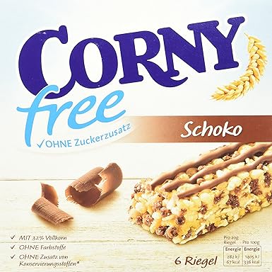 CORNY free Schoko, Müsliriegel OHNE Zuckerzusatz, 5er Pack (5 x 120g Schachtel mit je 6 Riegeln)