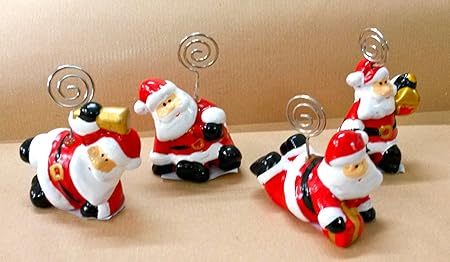 Segnaposto Natalizi Amazon.12 Porta Bigliettini Segnaposto Babba Natale Natalizi Decorazione Vetrine Amazon It Casa E Cucina
