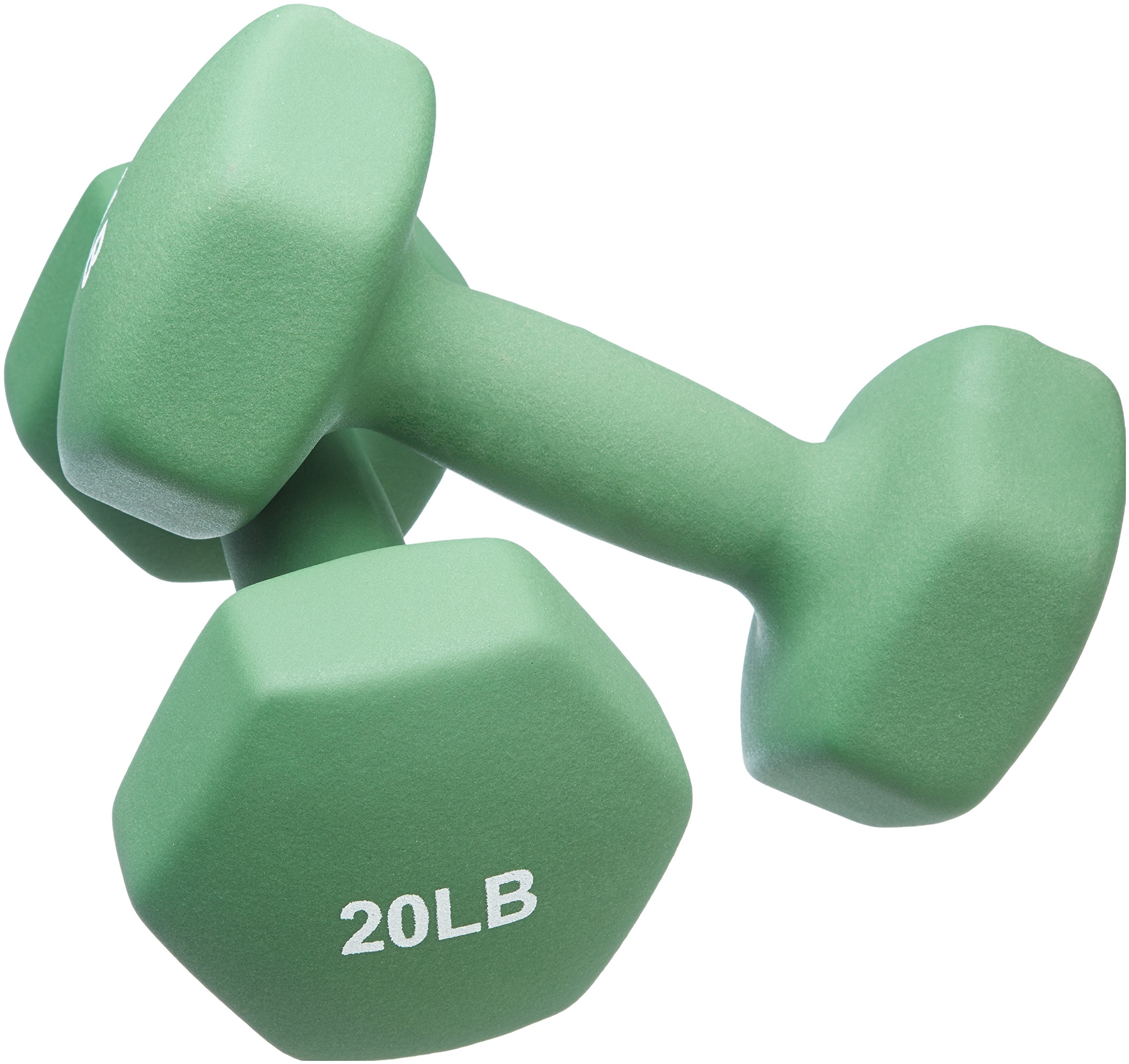 AmazonBasics Neoprene Dumbbells 20Pound, Set of 2, Light Green Amazon