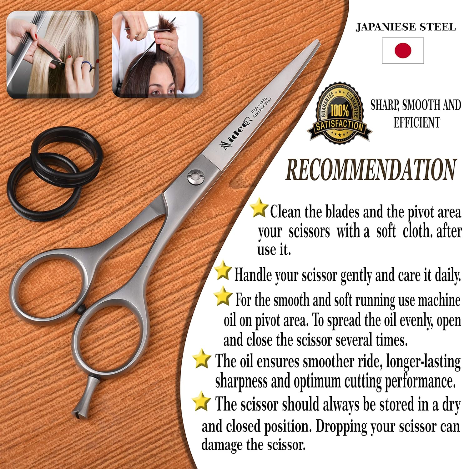Barber Scissors 6.5" - Hair Cutting Shears - scissors for hair cutting - Professional Scissors - hairdresser scissors. J2 Stainless Steel Hair Scissors (Silver) : Beauty