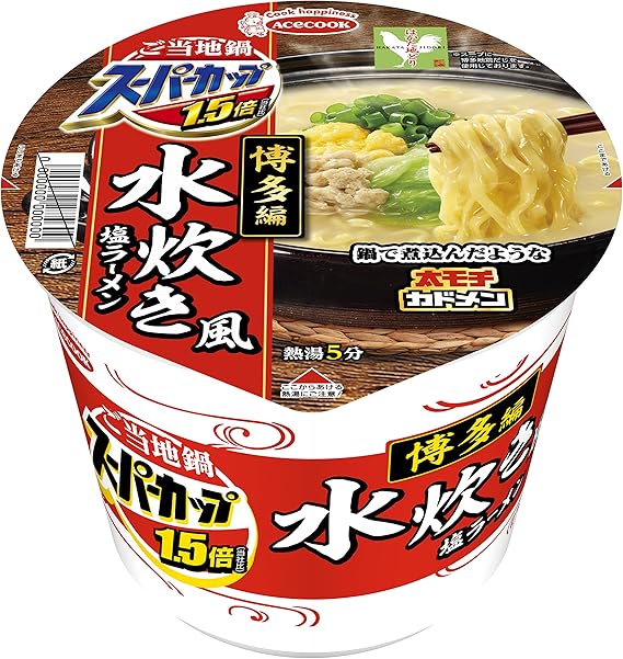 Amazon エースコック スーパーカップ1 5倍 ご当地鍋博多編 水炊き風塩ラーメン 106g 12個 エースコック ラーメン 通販