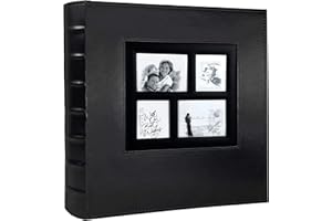 RECUTMS Photo Album 4x6 Holds 500 Photos Black Pages Large Capacity Leather Cover Wedding Family Baby Photo Albums Book Horiz