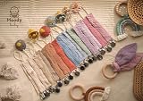 Moody Baby Organic Cotton Muslin Dummy Clips Pacifier Chain 4 Pack Tan Beige view 9